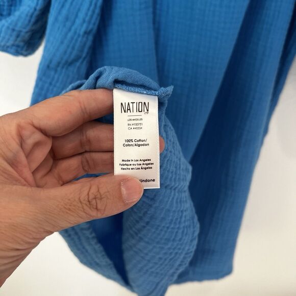 Nation LTD Carter Gauze Mini Dress In Lapis In Multi Sz S Casual Resortwear Boho - Picture 8 of 10